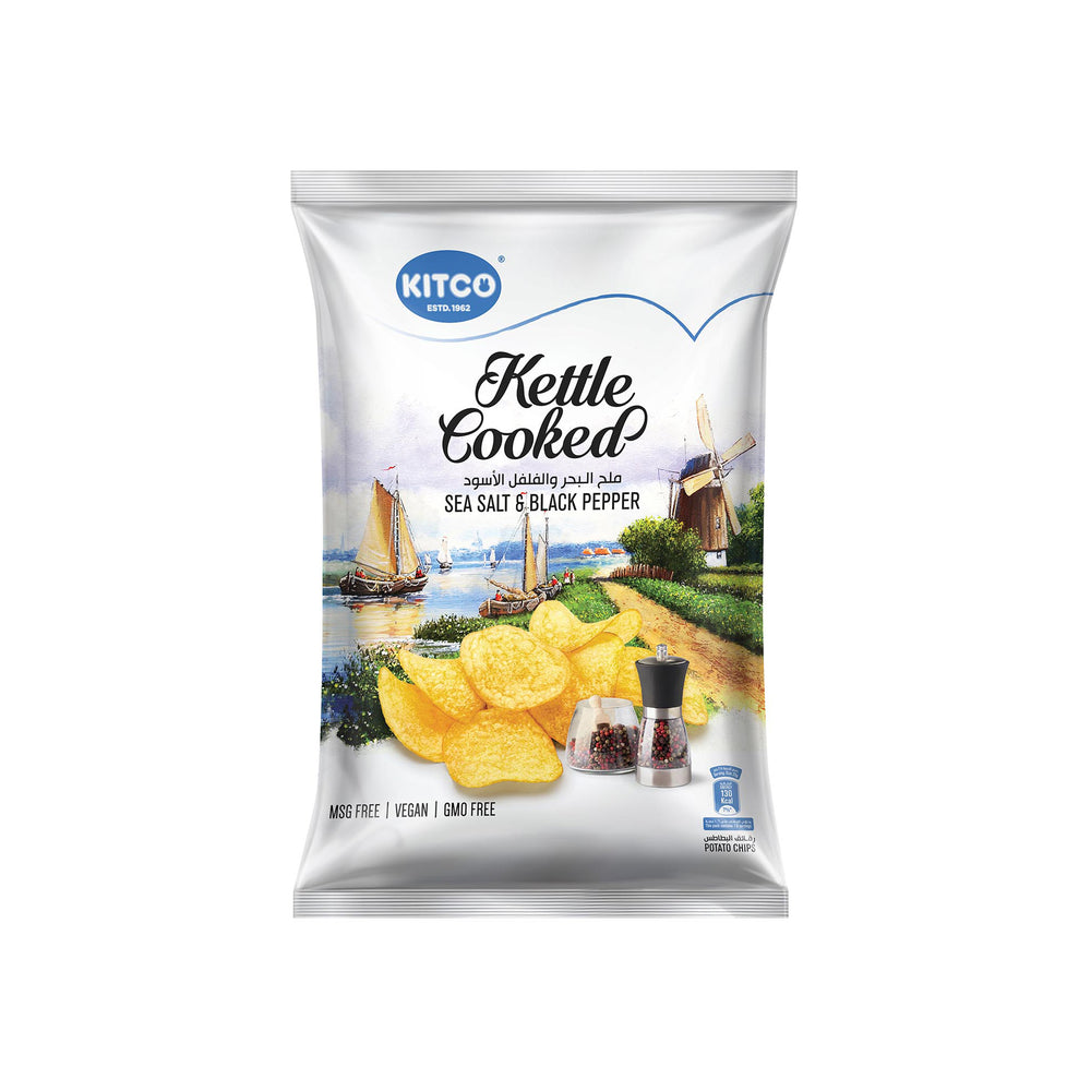 Kitco Kettle Cooked Potato Chips Sea Salt Black Pepper 40g