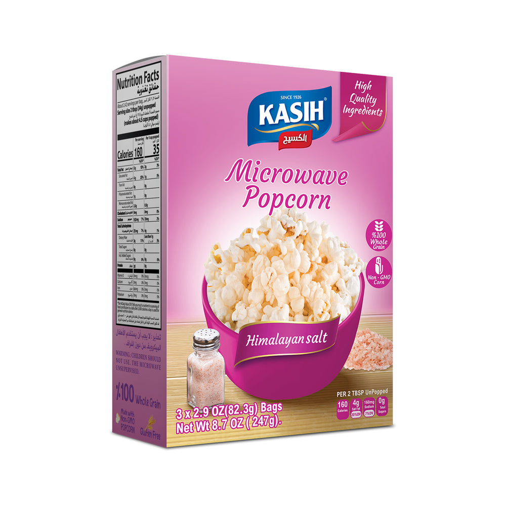 Kasih Microwave Popcorn Himalayan Salt Flavour 82.3g x 3 Bags