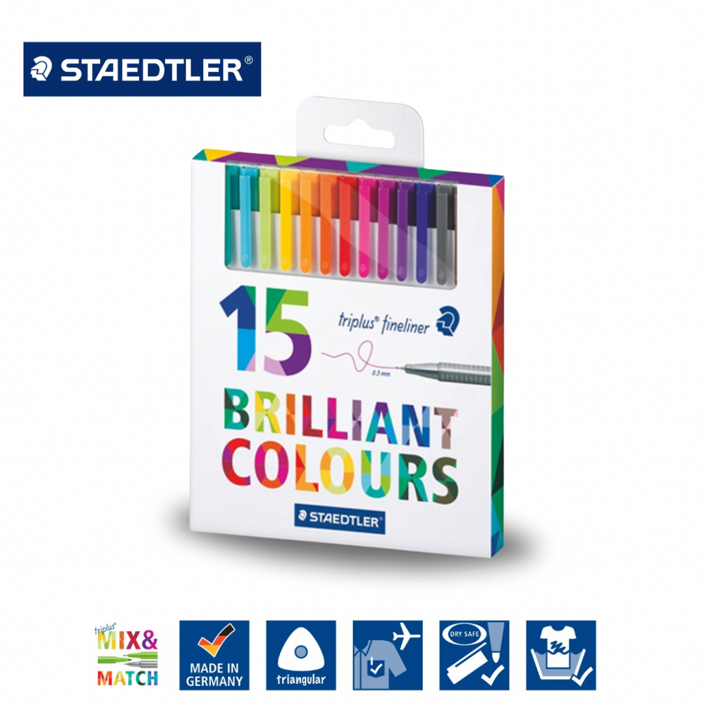 Staedtler- Triplus Fineliner 0.3mm Assorted Pack of 15