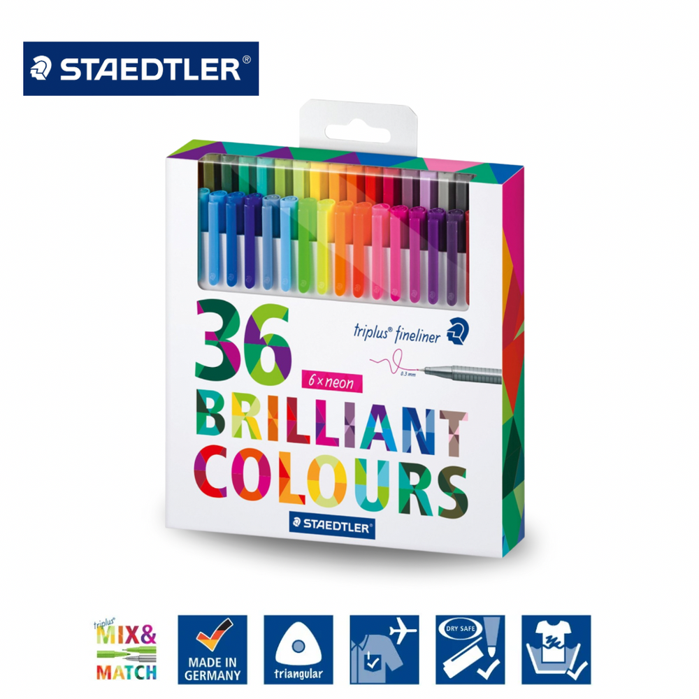 Staedtler Triplus Triangular Fineliner Pen - Pack of 36