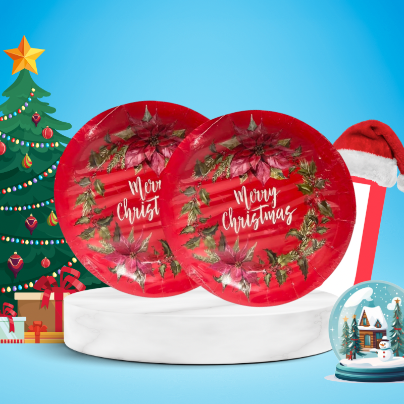 Christmas Cardboard Plates 10 Pcs
