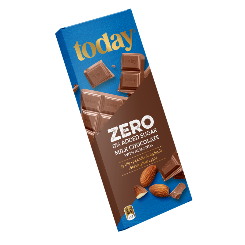Today Milk Chocolate with Almond Nuts No Sugar Added 65g