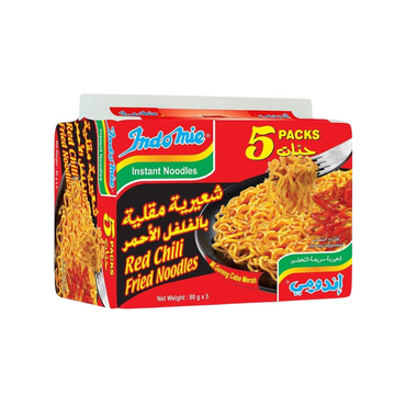 اندومي شعيريه مقليه بالفلفل الاحمر الحار  80غم *5حبات