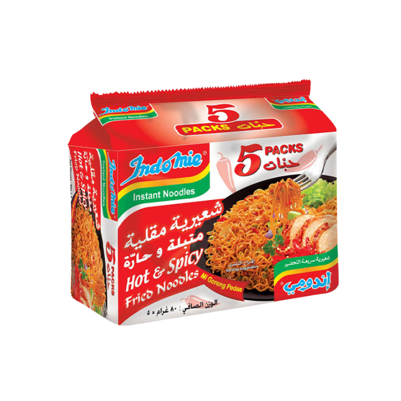 اندومي شعيريه مقليه متبله وحاره 80غم *5حبات