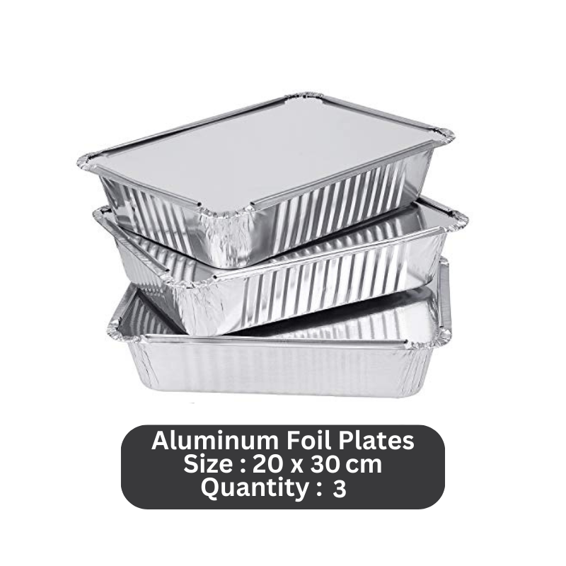 Labib Disposable Aluminum Foil Plates - Size: 20x30cm - 4 Pcs