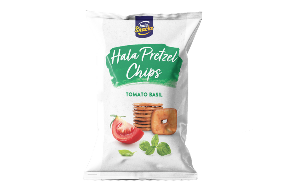 هلا سناكس - رقائق بريتزل بنكهة الطماطم والريحان 30 جرام