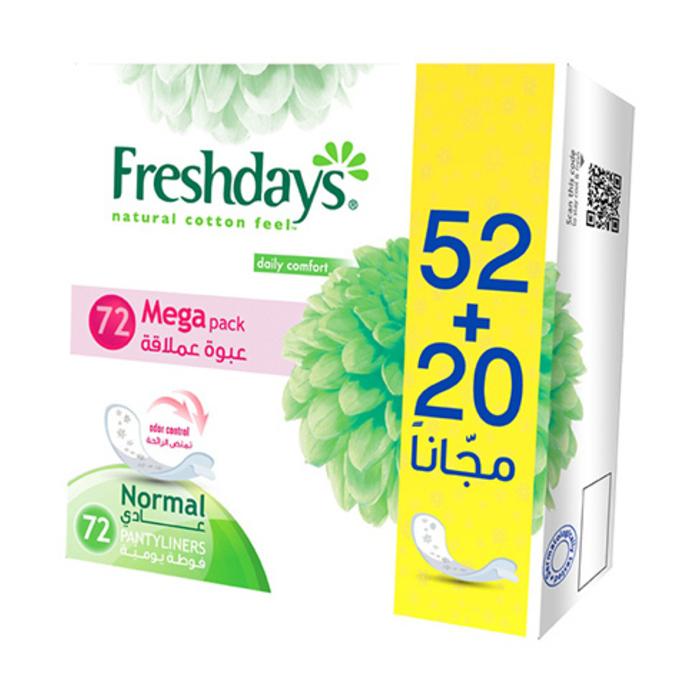 Freshdays Normal Pantyliners Pads Mega Pack 72 Pcs - Jebnalak - جبنالك