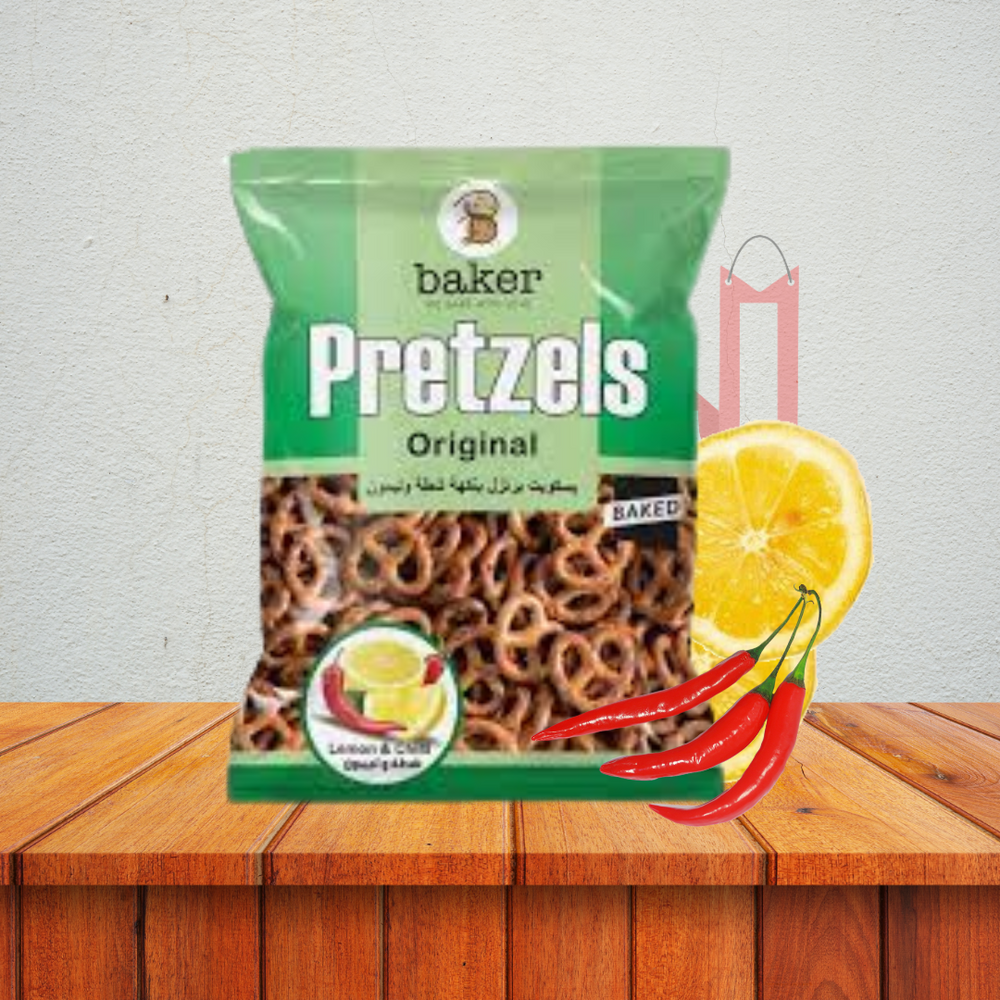 بسكويت بيكر برتزل أصلي بالليمون والفلفل الحار 55٪ دهون أقل 300 غرام