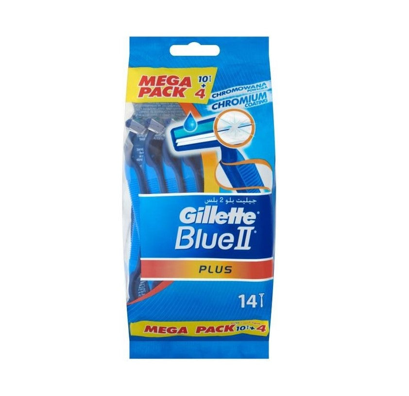 Gillette Blue 2 Plus Disposable Shaving Razor Pack of 10+4 For Men