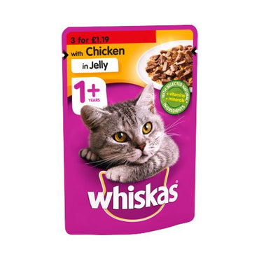 Whiskas Adult Wet Cat Food Pouches Chicken in Jelly 100g