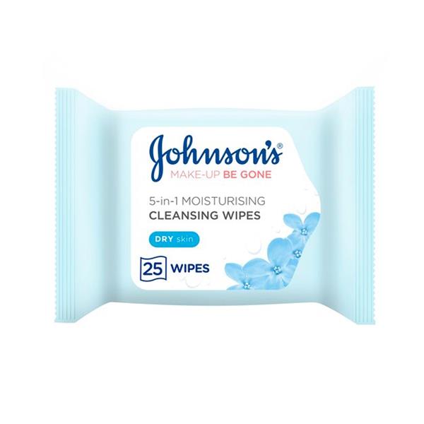 جونسون - مناديل لتنظيف المكياج  وترطيب البشرة  5 في 1 - 25 منديل