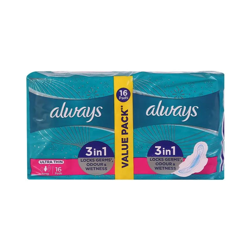 Always Ultra Thin Sanitary Pads - Long - 16 Pieces