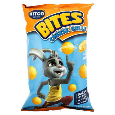 Kitco Bites Cheddar Cheese Corn Puff Balls Snack 90g