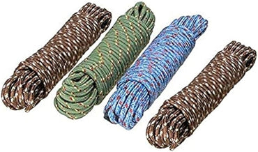 First Front Cloth Rope For Drying Clothes Nylon Cotton Rope 10 Mtr Pack of 4 (Multicolour)