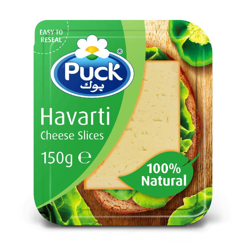 Puck Havarti Natural Cheese Slices, 150g | بوك شرائح جبنة هافارتي الطبيعية، 150 غم