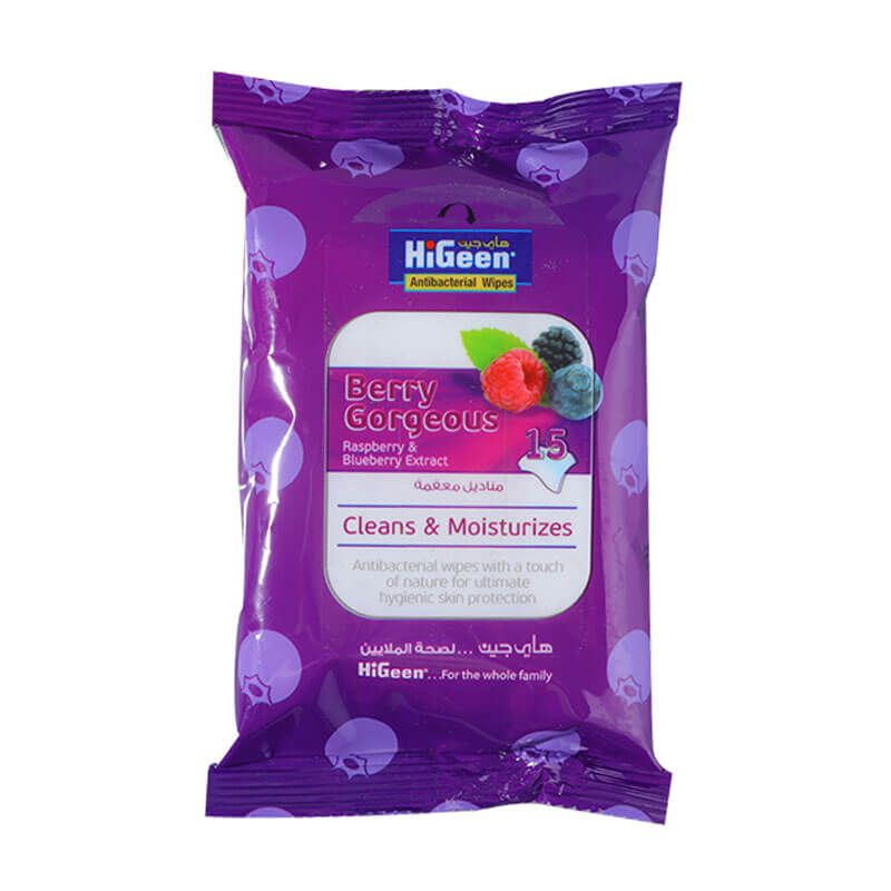 HiGeen Antibacterial Wipes Berry Gorgeous 15 Sheets