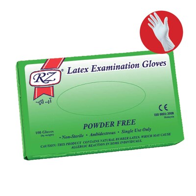 RZ Latex Examination Gloves - Large - 100 Gloves