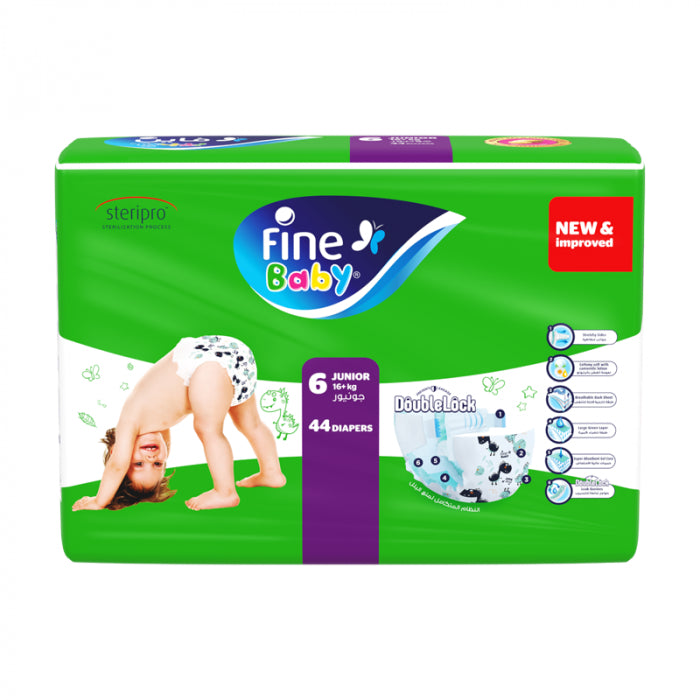 Fine Baby Diapers Size 6 Junior 16+Kg Double Lock 30 Diapers