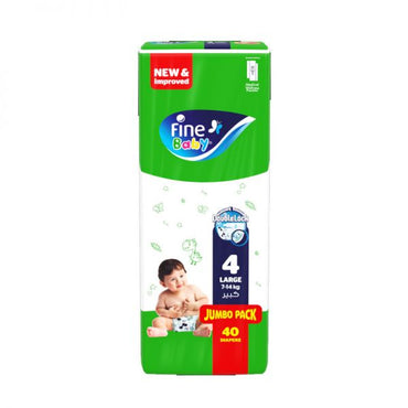 Fine Baby Diapers Size 4 Large (7-14Kg) Double Lock 40 Diapers