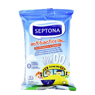 Septona Antibacterial Kids on the Go Hand Wipes 15 pcs