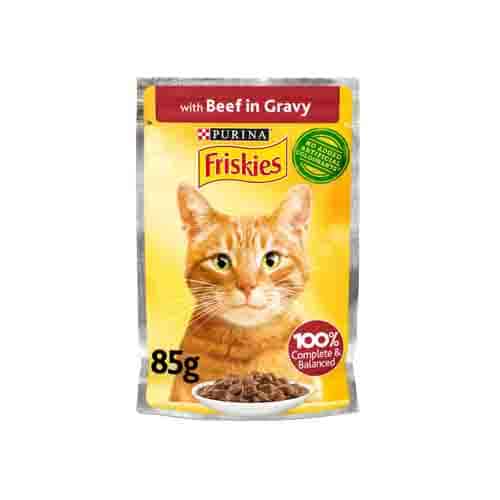 Purina Friskies Beef Chunks In Gravy Pouch 85g