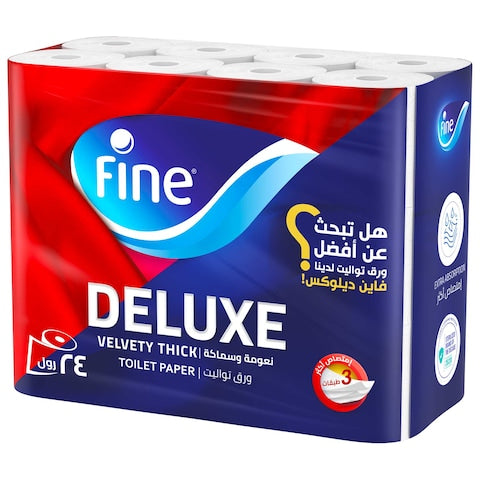 Fine Deluxe Toilet Tissue Paper 3 Ply 24 Rolls