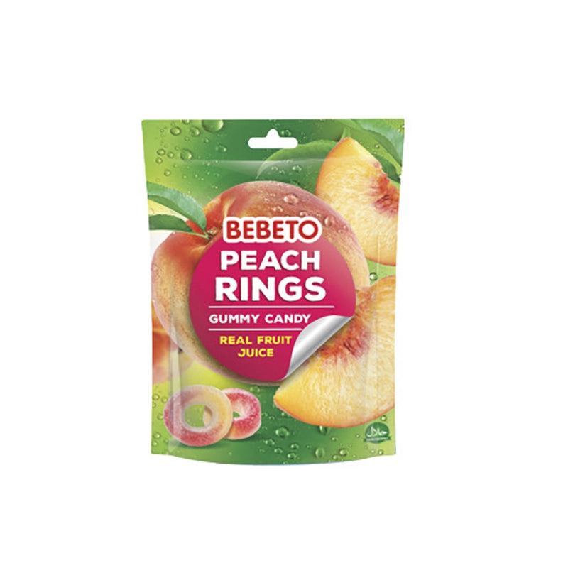 Bebeto Peach Rings Real Fruit Juice Gummy Candy 60 g