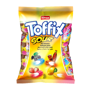 Elvan Toffix Sour Filled Chewy Candy 800 g