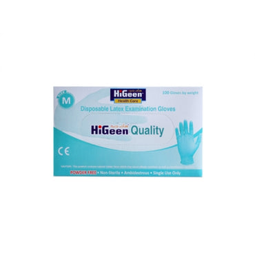 Higeen Disposable Latex Examination Gloves Powder Free Size M 100 Gloves