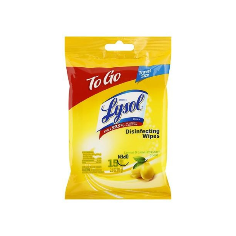 Lyaol Lemon & Lime Disinfecting Wipes To Go Flatpack - 15 Wet Wipes
