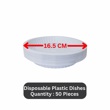 Disposable Plastic Dishes 16.5cm - 50 Pcs
