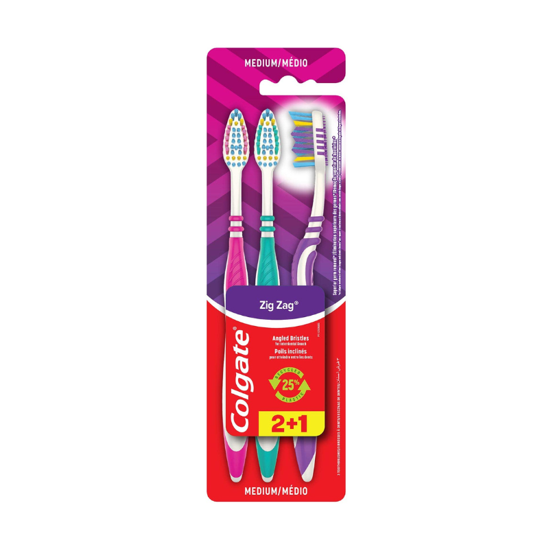 Colgate ZigZag 3 Toothbrushes - Medium