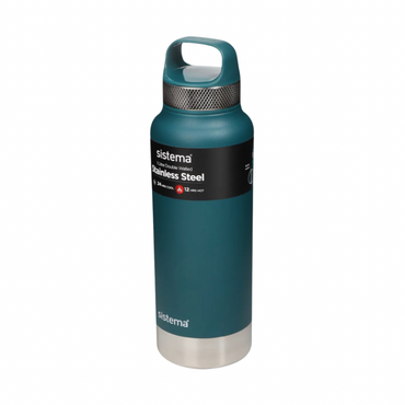 Sistema 1 Liter Stainless Steel drink bottle, Dark Green Color
