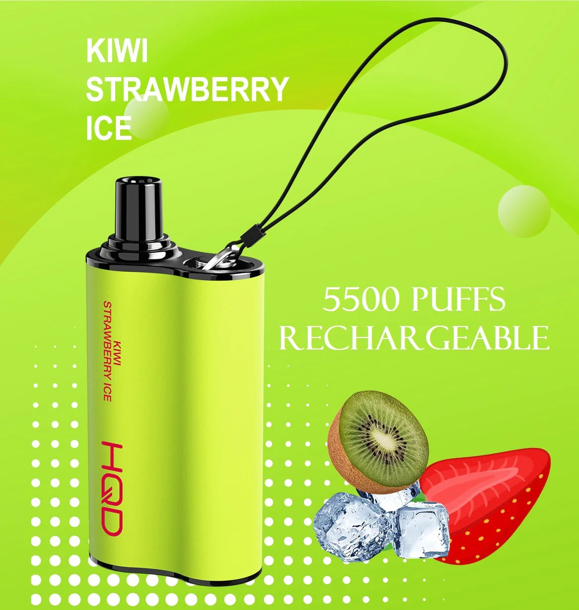 HQD Box Nicotine Disposable Vape 5500 Puff - Kiwi Strawberry Ice