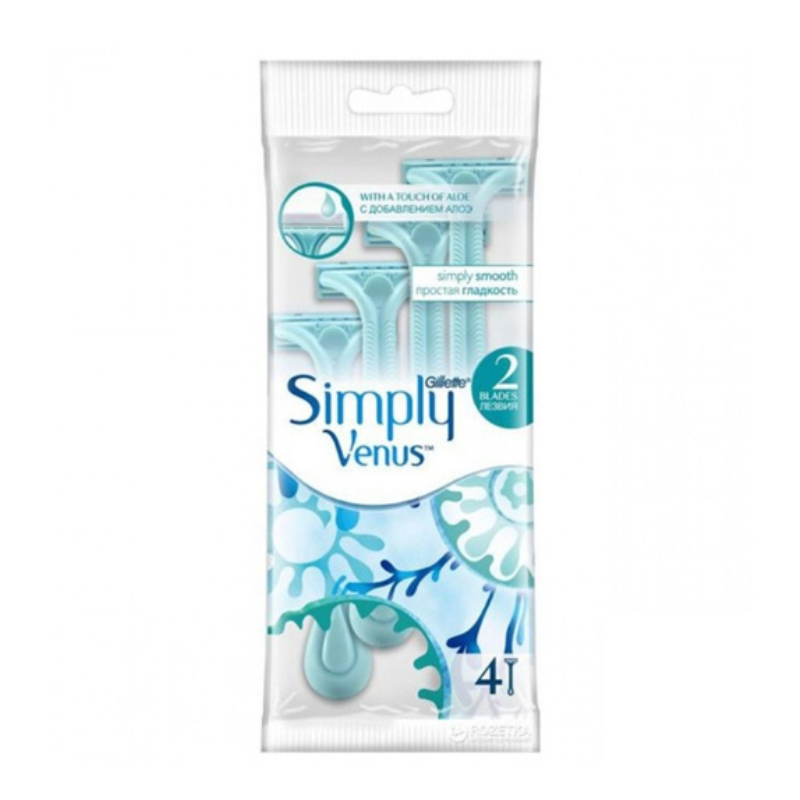 Gillette Simply Venus 2 Blade Disposable Razors 4 Ct