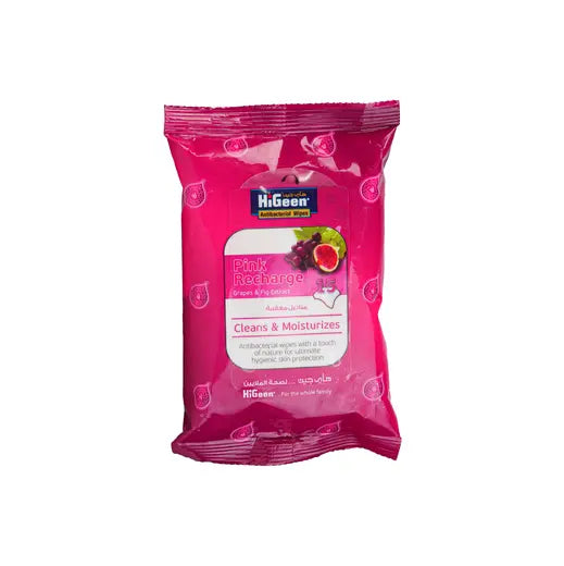 HiGeen Antibacterial Wipes Pink Recharge 15 Sheets