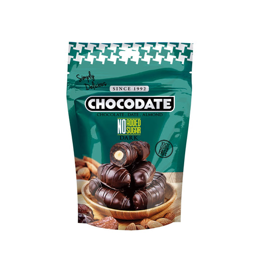 Chocodate No Sugar Added Rich Silky Chocolate Roasted Almonds Velvety Arabian Dates Low Calories No GMO Gluten Free Chocolate Perfect Snacking 100g