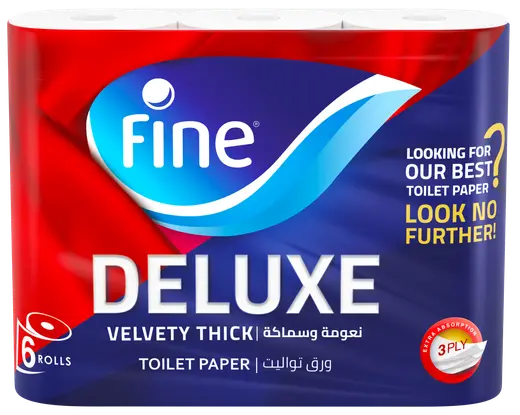 Fine Deluxe Velvety Thick Toilet Paper 3 Ply x6 Rolls