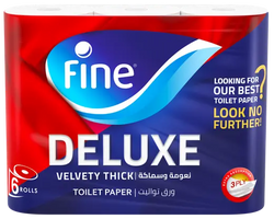 Fine Deluxe Velvety Thick Toilet Paper 3 Ply x6 Rolls