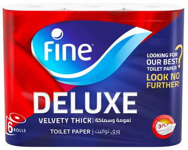 Fine Deluxe Velvety Thick Toilet Paper 3 Ply x6 Rolls