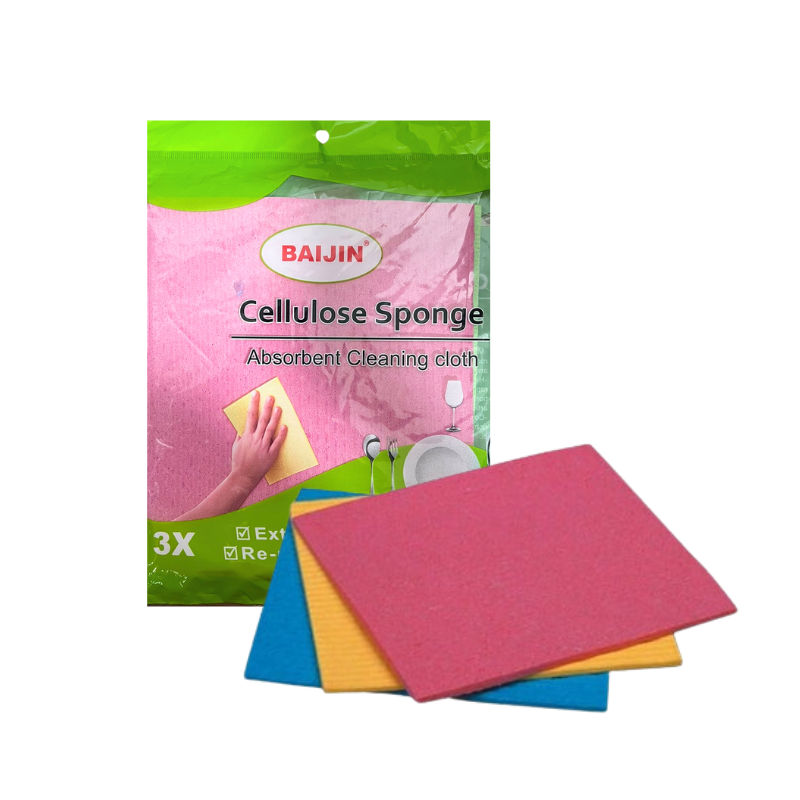Baijin Cellulose Sponge Absorbent Cleaning Cloth x3