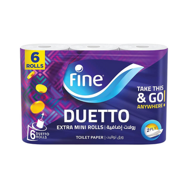Fine Duetto Smart Sterilized Toilet Paper Pack Of 6 Rolls 2 Ply White