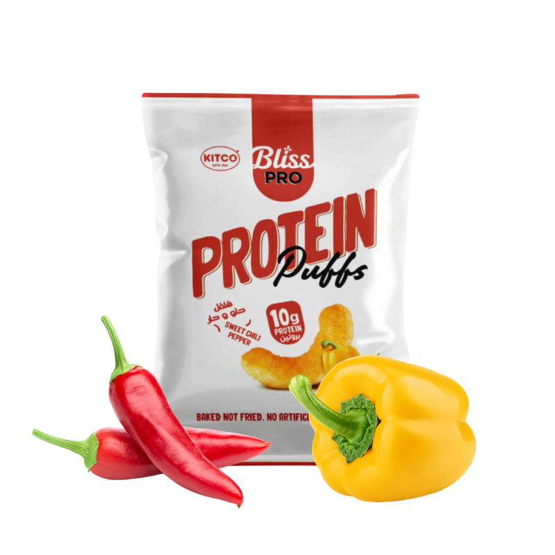 Kitco Bliss Chips Pro Protein Corn Puffs Sweet Chili Pepper Flavor 50g