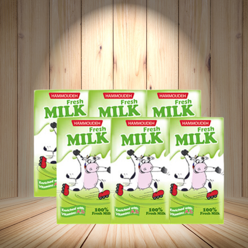 Hammoudeh fresh milk with Vitamin A,D 125ml x 6Pcs