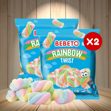 Bebeto Rainbow Twist Marshmallow 60g x 2 Pcs