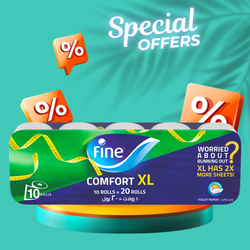 Fine Comfort XL Toilet Paper, 2 Ply, 10 Rolls