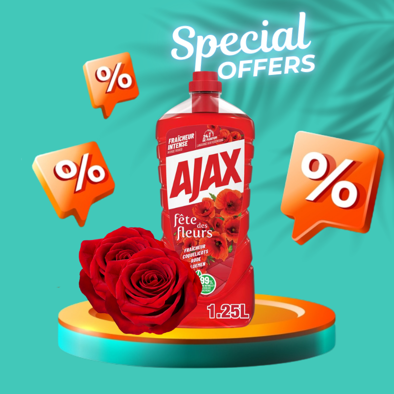 Ajax Floor & Multi-Surface Red Flowers 1.250 L