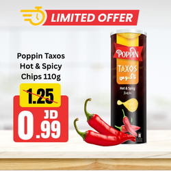 Poppin Taxos Hot & Spicy Chips 110g