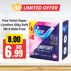 Fine Toilet Paper Comfort Silky Soft 28+4 Rolls Free