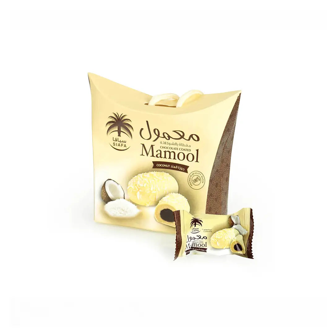 Siafa Dates Mamool Coconut  Filled With Dates Paste And Has Coconut Inside & Out With White Chocolate 115g